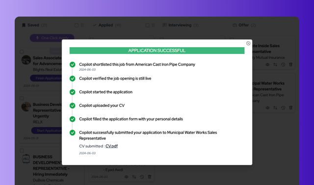 JobsAICopilot screenshot 1 of 2, AI job application bot that applies to jobs for you, with Review Mode
